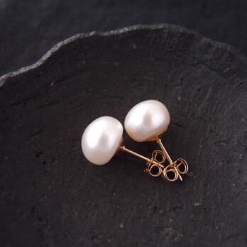 【K14gf】Baroque Pearl Earrings／White・バロックパール スタッドピアスの画像