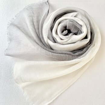 さらウール＊WOOLSILK＊藍墨茶色×白色＊ウールシルクストールの画像