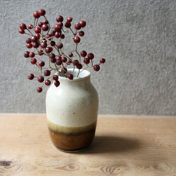 掛分け花瓶（白茶/小）の画像