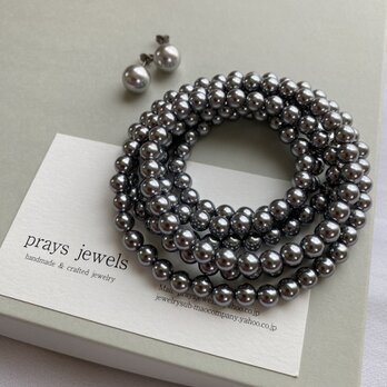 Pearls Long Necklaces 6ｍｍ グレーパールロング100ｃｍ　ロング一連・ミディ二連にも◎の画像