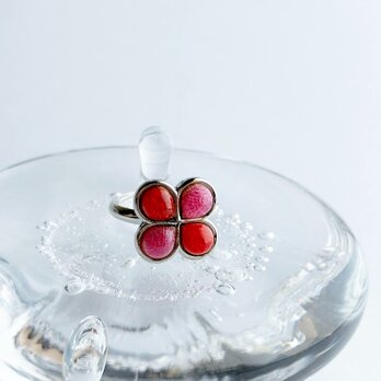 クローバー【Berry Rose】 七宝焼リング 指輪 純銀胎七宝の画像