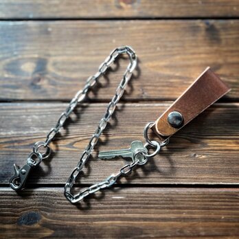 【Wallet Chain Nickel 角小判 ループ丘染めBROWN】の画像
