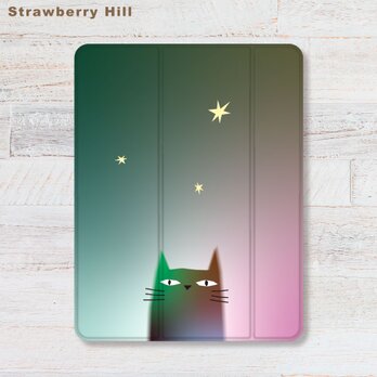 ネコ 星 iPad pro iPad air iPad mini 2 5 6 9 10 11 ペン収納 iPadケースの画像