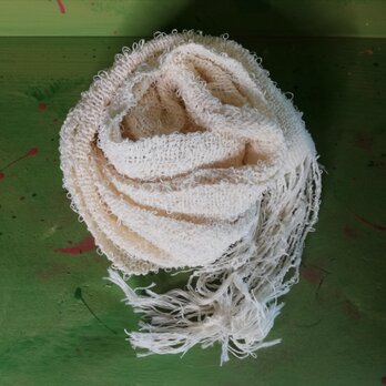 残糸使用　手織り　綿ループマフラー　#787  ☆送料無料☆の画像