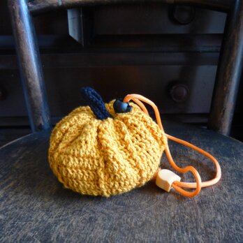 手編みのかぼちゃのエコバッグ（送料無料）の画像