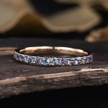 925 スターリングシルバー カラーチェンジ 6 月誕生石 アレキサンドライト リング 結婚指輪の画像