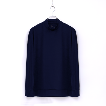 【ユニセックス】メリノウール モックネック長袖Tシャツ　(901ダークネイビー　Mサイズ)の画像