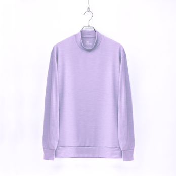【ユニセックス】メリノウール モックネックネック長袖Tシャツ　(850ラベンダー　Mサイズ)の画像
