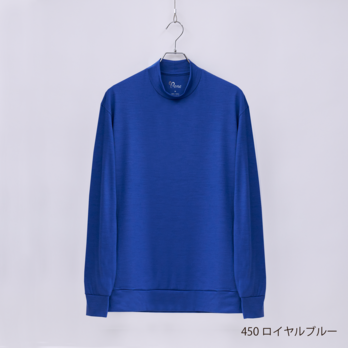 【ユニセックス】C MOCK NECK　メリノウール長袖Tシャツ　(450ロイヤルブルー　Sサイズ)の画像