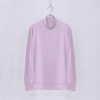 【ユニセックス】C MOCK NECK　メリノウール長袖Tシャツ　(300ライトピンク　Sサイズ)の画像