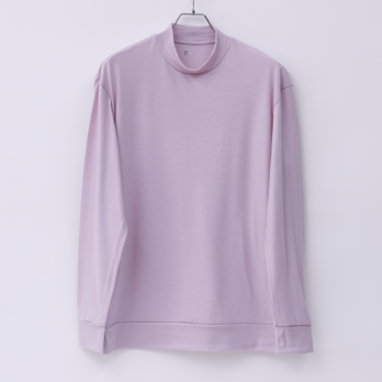 【ユニセックス】C MOCK NECK　ウール100％半袖Tシャツ　(300ライトピンク　Sサイズ)の画像