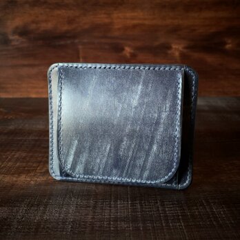《 小銭 ＆ カード 》ミニマルレザーウォレット（ネイビー／ブライドルレザー）シンプル財布の画像