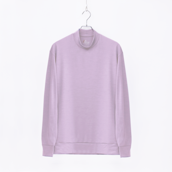 【ユニセックス】メリノウール モックネック長袖Tシャツ　(300ライトピンク　Mサイズ)の画像