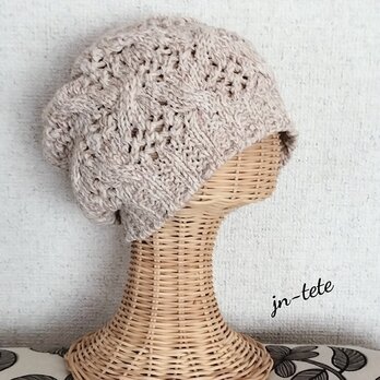透かし編み模様のニット帽（模様２）の画像