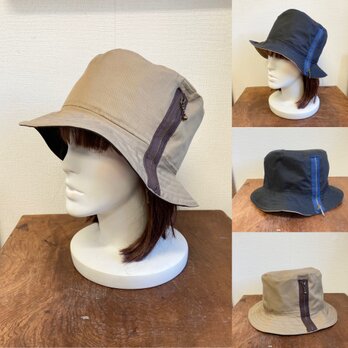 セール価格★男女兼用❗️リバーシブル2way❤️コットン素材バケットハット帽子 （黒ベージュ）サイズフリー L 59センチの画像