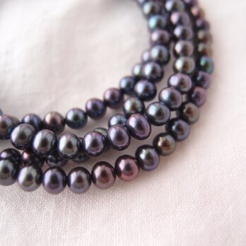 【Silver】Black Pearl Long Necklace ／ブラックパール ロングネックレスの画像