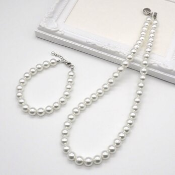 パールアクセサリーセット①　２点セット【ネックレス・ブレスレット】