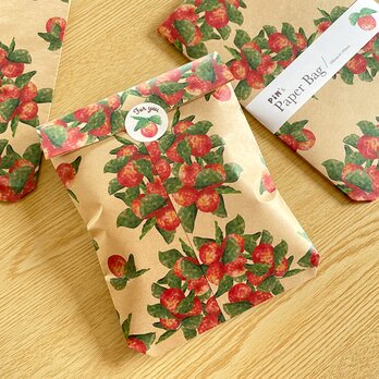 ヒメリンゴの平袋〈大〉5枚入 マチなし紙袋 ペーパーバッグ ギフトバッグ ラッピング 林檎 バレンタイン 誕生日 可愛いの画像