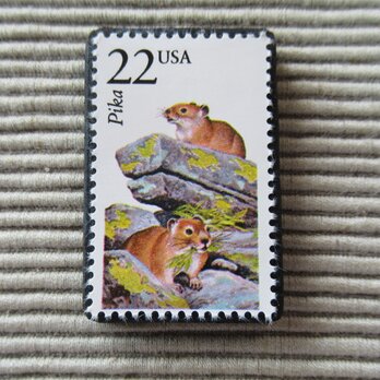 アメリカ　野生動物切手ブローチ 8869の画像