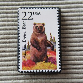 アメリカ　野生動物切手ブローチ 8873の画像