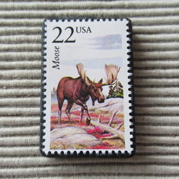 アメリカ　野生動物切手ブローチ 8877の画像