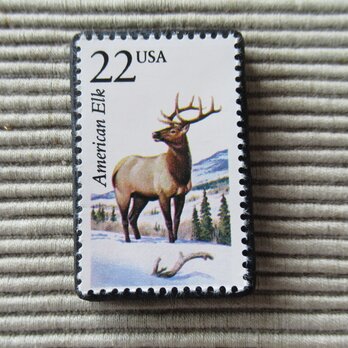 アメリカ　野生動物切手ブローチ 8880の画像