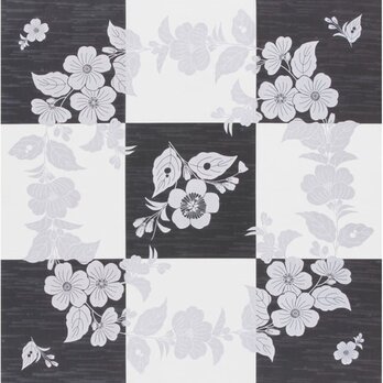 風呂敷 林原美術館　市松丸取桜花　2色　黒　能装束　ふろしき　ポリエステル100％　88cm幅の画像