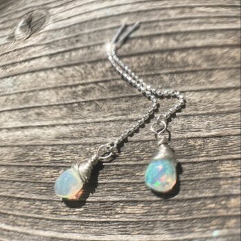 *sv925*Ethiopian Opal Swing Earrings エチオピア産ウェロオパール☆アメリカンピアスの画像