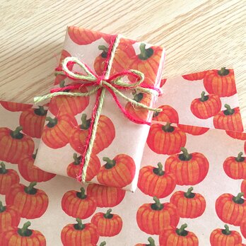 かぼちゃの包装紙〈10枚入〉A4サイズ ラッピング デザインペーパー ブックカバー 野菜 南瓜 秋 ハロウィン おしゃれの画像