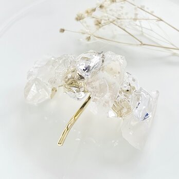 ice crystal ポニーフック/ 水晶, 淡水パール/ 金具 ゴールドカラー〈受注製作〉の画像