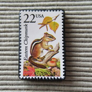 アメリカ　野生動物切手ブローチ 8882の画像
