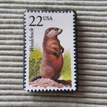 アメリカ　野生動物切手ブローチ 8883の画像