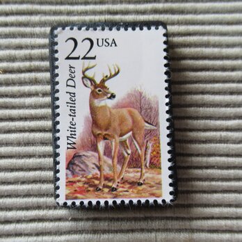 アメリカ　野生動物切手ブローチ 8884の画像