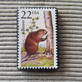 アメリカ　野生動物切手ブローチ 8889の画像