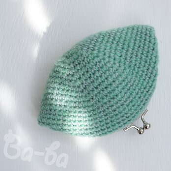 ▧▧▧ 39SALE ▨▨▨ ばあば作♪大きめ毛糸のふんわりがま口（fuwa-green・C1628）の画像
