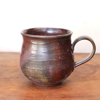 備前焼 コーヒーカップ(大)　ロクロ目・サンギリ　c7-058の画像