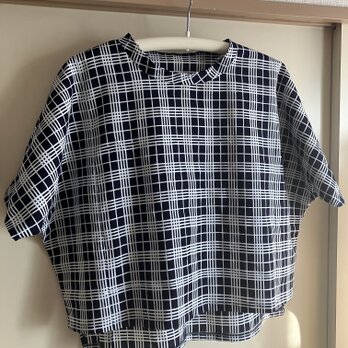 浴衣のゆったりTシャツ(高麗屋格子文様）の画像