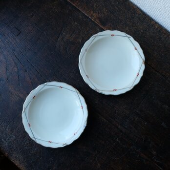 昭和レトロで可愛い◇瀬戸焼　色絵金彩小皿２客　 器　暮らしに。【アウトレット品】の画像