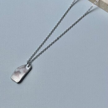 oyster shell stainless 2way tsubu necklace 牡蠣殻×銀継ぎ一粒ネックレス No.1の画像
