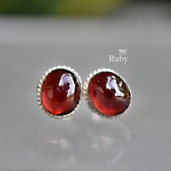 ディープ★ルビー シルバーピアス1256