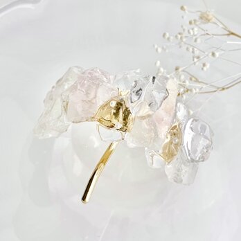 ice crystal ポニーフック/ 水晶, ローズクォーツ, 淡水パール/ 選べる金具のカラー〈受注製作〉の画像