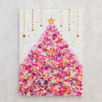 クリスマスツリーピンクP8号(アクリル原画)の画像