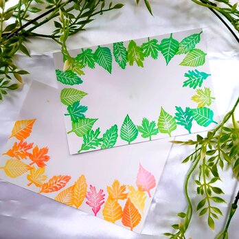消しゴムはんこ「木々の葉・秋の紅葉・葉っぱ④」5個の画像