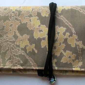 ７３９６　花柄の色大島紬の着物で作った和風財布・ポーチ#送料無料の画像