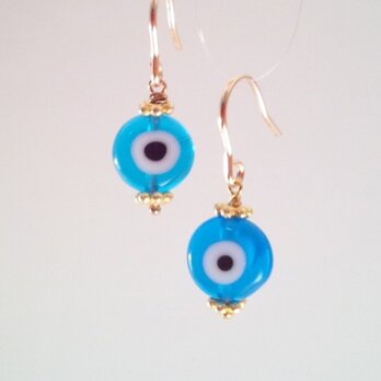 EVIL EYE 邪眼除け　トルコガラス K14GFピアス１の画像