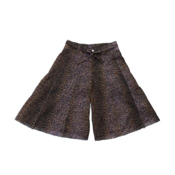 手染めライトボルドー(薄紫ピンク)豹柄、ライトコットンロウエッジ、3/4丈ダンサーワイドパンツXL、オリジナルサンプルの画像