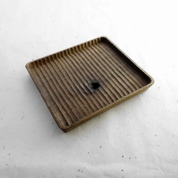 我谷盆 胡桃 18×16×2cm 栗渋染めの画像