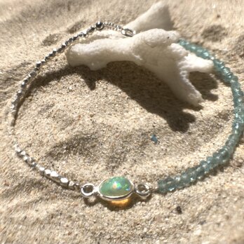 【10月誕生石】Simply Opal Silver Bracelet☆【銀枠】オパール&アパタイトの画像