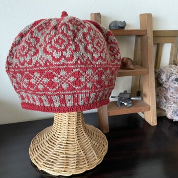 北欧トラディショナルフラワーベレー帽　【ショコラルージュ】の画像