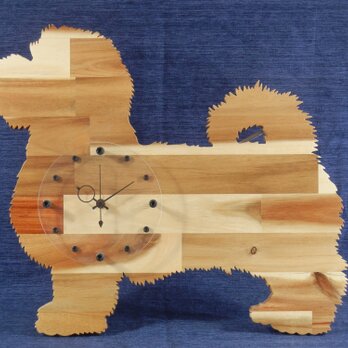 犬形時計　マルチーズ【木製（アカシア集成材）】（置き・掛け兼用）の画像